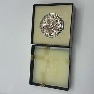 ✨ Wnm Wannima Compact Makeup Mirror – Silver Tone, Bejeweled Rhinestone - In Box